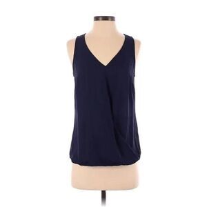 Laundry By Shelli Segal Navy Blue Sz Small Sleeveless Women's Faux Wrap Blouse